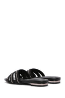 Women's Black Stone Slippers | Derimod Women's Black Stone Slippers | Derimod