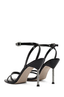 Women's Black Ankle Buckle Stoned Thin Heel Patent Leather Sandals | Derimod Women's Black Ankle Buckle Stoned Thin Heel Patent Leather Sandals | Derimod