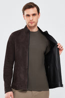 Clint Men's Brown Suede Double-Sided Leather Jacket | Derimod Clint Men's Brown Suede Double-Sided Leather Jacket | Derimod
