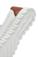 Women's White Lace-Up Leather Sneaker | Derimod Women's White Lace-Up Leather Sneaker | Derimod