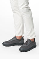 Geox Men's Grey Spherica Lace-Up Leather Sneakers | Derimod Geox Men's Grey Spherica Lace-Up Leather Sneakers | Derimod