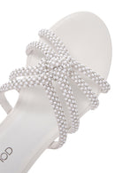Women's White Stone Slippers | Derimod Women's White Stone Slippers | Derimod