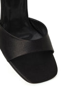 Women's Black Ankle Buckle High Thin Heel Fabric Sandals | Derimod Women's Black Ankle Buckle High Thin Heel Fabric Sandals | Derimod