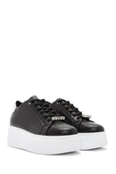 Women's Black Lace-Up Thick Soled Sneaker | Derimod Women's Black Lace-Up Thick Soled Sneaker | Derimod