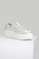 Kalın Gümüş Baskılı Tabanlı Kadın Sneaker | Derimod Kalın Gümüş Baskılı Tabanlı Kadın Sneaker | Derimod