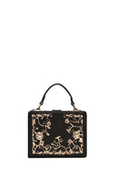 Women's Black Long Strap Patterned Clutch Bag | Derimod Women's Black Long Strap Patterned Clutch Bag | Derimod