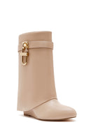 Kadın Bej Dolgu Topuklu Bot | Derimod Kadın Bej Dolgu Topuklu Bot | Derimod