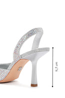 Women's Silver Stone Open-Back Heeled Shoes | Derimod Women's Silver Stone Open-Back Heeled Shoes | Derimod