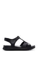 Women's Black Ankle Strap Leather Comfort Sandals | Derimod Women's Black Ankle Strap Leather Comfort Sandals | Derimod