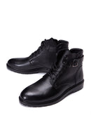 Men's Black Leather Zippered Boots | Derimod Men's Black Leather Zippered Boots | Derimod