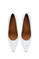 Woman White Thick-Heeled Leather Stiletto | Derimod Woman White Thick-Heeled Leather Stiletto | Derimod