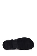 Woman Black Strappy Leather Comfort Sandal | Derimod Woman Black Strappy Leather Comfort Sandal | Derimod