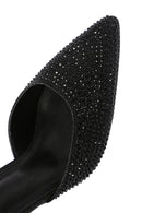 Women's Black Stone Open-Back Heeled Shoes | Derimod Women's Black Stone Open-Back Heeled Shoes | Derimod