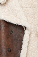 Colorado Women's Brown Double Breasted Teddy Coat | Derimod Colorado Women's Brown Double Breasted Teddy Coat | Derimod