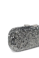 Woman Silver Chain Strap Sequin Mini Box Evening Bag | Derimod Woman Silver Chain Strap Sequin Mini Box Evening Bag | Derimod