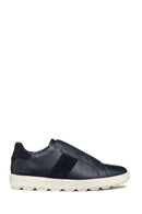Geox Men's Navy Blue Spherica Ecub-1 Leather Sneaker | Derimod Geox Men's Navy Blue Spherica Ecub-1 Leather Sneaker | Derimod