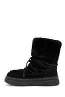 Women's Black Fur Detailed Leather Boots | Derimod Women's Black Fur Detailed Leather Boots | Derimod