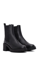 Woman Black Chunky-Heeled Chelsea Boots | Derimod Woman Black Chunky-Heeled Chelsea Boots | Derimod
