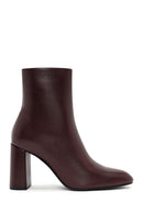 Kadın Bordo Fermuarlı Kalın Yüksek Topuklu Deri Bot | Derimod Kadın Bordo Fermuarlı Kalın Yüksek Topuklu Deri Bot | Derimod