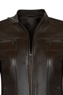 Anetta Woman Mink Short Leather Jacket | Derimod Anetta Woman Mink Short Leather Jacket | Derimod
