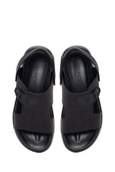 Male Black Nubuck Leather Sandals | Derimod Male Black Nubuck Leather Sandals | Derimod