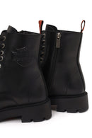 Harley Davidson Woman Black Cree Zip Closure Leather Combat Boots | Derimod Harley Davidson Woman Black Cree Zip Closure Leather Combat Boots | Derimod