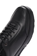 Erkek Siyah Bağcıklı Deri Sneaker | Derimod Erkek Siyah Bağcıklı Deri Sneaker | Derimod