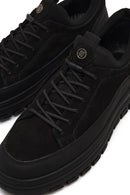 Erkek Siyah Bağcıklı Kalın Tabanlı Nubuk Deri Sneaker | Derimod Erkek Siyah Bağcıklı Kalın Tabanlı Nubuk Deri Sneaker | Derimod