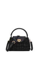 Woman Black Long-Strap Patterned Shoulder Bag | Derimod Woman Black Long-Strap Patterned Shoulder Bag | Derimod
