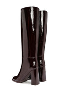 Kadın Bordo Kalın Topuklu Deri Çizme | Derimod Kadın Bordo Kalın Topuklu Deri Çizme | Derimod