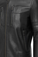 Howard Men's Black Leather Jacket | Derimod Howard Men's Black Leather Jacket | Derimod