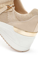 Derimod Zero Kadın Bej Fermuarlı Dolgu Topuklu Kumaş Sneaker | Derimod Derimod Zero Kadın Bej Fermuarlı Dolgu Topuklu Kumaş Sneaker | Derimod