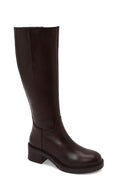 Woman Brown Zip Closure Thick-Heeled Leather Boots | Derimod Woman Brown Zip Closure Thick-Heeled Leather Boots | Derimod