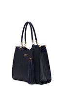 Woman Navy Long-Strap Printed Classic Shoulder Bag | Derimod Woman Navy Long-Strap Printed Classic Shoulder Bag | Derimod