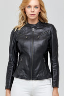 Lucky Women's Black Leather Jacket | Derimod Lucky Women's Black Leather Jacket | Derimod
