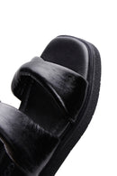 Women's Black Leather Comfort Slippers | Derimod Women's Black Leather Comfort Slippers | Derimod