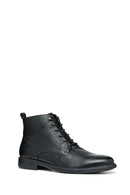 Geox Men's Black Terence Lace-Up Leather Combat Boots | Derimod Geox Men's Black Terence Lace-Up Leather Combat Boots | Derimod