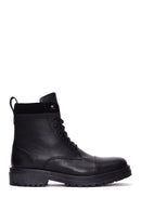 Men's Black Leather Zippered Flat Boots | Derimod Men's Black Leather Zippered Flat Boots | Derimod