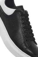 Erkek Siyah Bağcıklı Kalın Tabanlı Deri Sneaker | Derimod Erkek Siyah Bağcıklı Kalın Tabanlı Deri Sneaker | Derimod