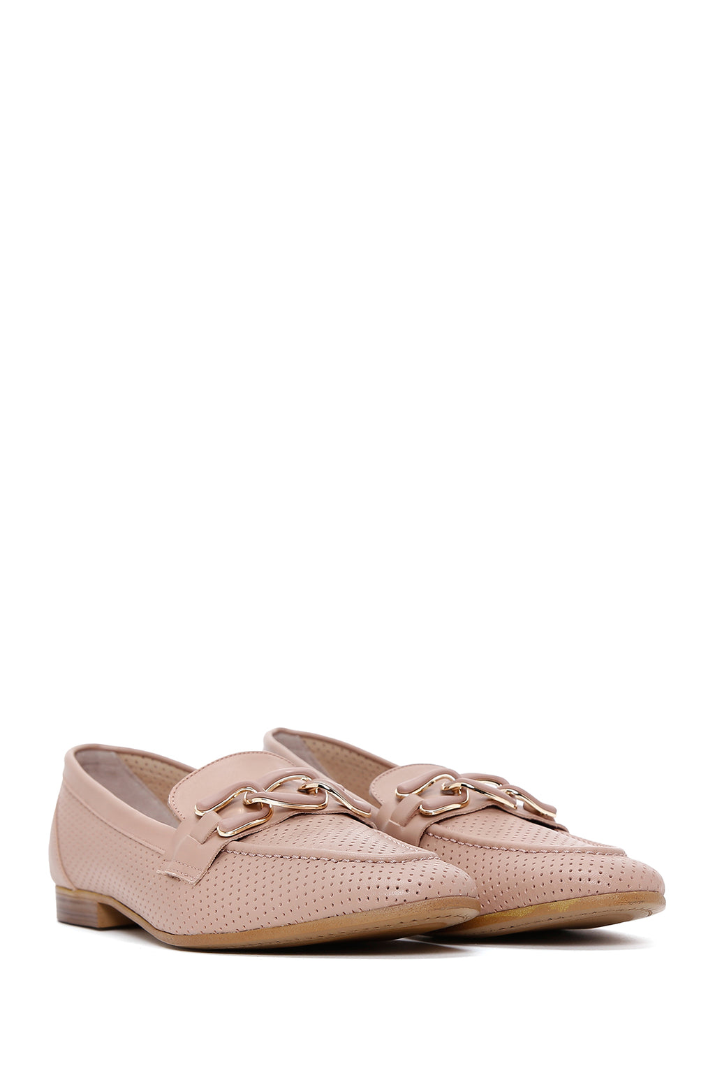 Kadın Bej Deri Klasik Loafer