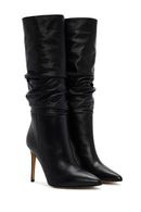 Women's Black High Thin Heel Leather Boots | Derimod Women's Black High Thin Heel Leather Boots | Derimod