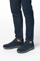 Geox Men's Navy Blue Spherica Lace-Up Suede Leather Sneakers | Derimod Geox Men's Navy Blue Spherica Lace-Up Suede Leather Sneakers | Derimod