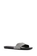 Women's Black Stone Slippers | Derimod Women's Black Stone Slippers | Derimod