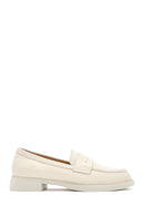 Women's Cream Leather Masculine Loafer | Derimod Women's Cream Leather Masculine Loafer | Derimod