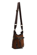 Woman Brown Long-Strap Suede Crossbody Bag | Derimod Woman Brown Long-Strap Suede Crossbody Bag | Derimod
