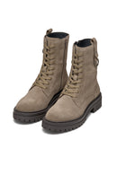 Geox Women's Mink Taupe Lace-Up Suede Leather Combat Boots | Derimod Geox Women's Mink Taupe Lace-Up Suede Leather Combat Boots | Derimod