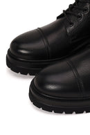 Male Black Lace-up Zip Closure Leather Casual Boots | Derimod Male Black Lace-up Zip Closure Leather Casual Boots | Derimod