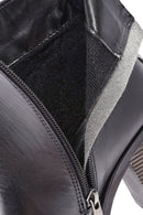 Women's Black Zippered Thick Heeled Leather Boots | Derimod Women's Black Zippered Thick Heeled Leather Boots | Derimod
