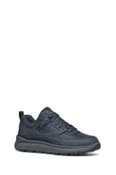 Geox Men's Navy Blue Laced Thick Sole Suede Leather Sneakers | Derimod Geox Men's Navy Blue Laced Thick Sole Suede Leather Sneakers | Derimod