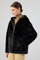Gardena Women's Black Double-Sided Teddy Coat | Derimod Gardena Women's Black Double-Sided Teddy Coat | Derimod